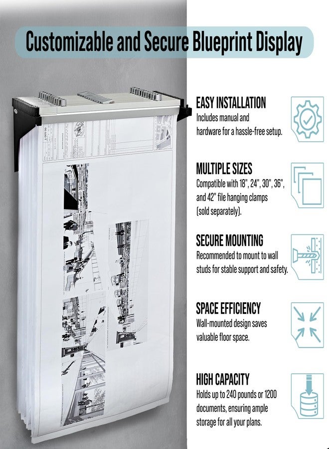 Adir Corp. Adir Blueprint Wall Rack - Blueprint Plans Organizer and Construction Plan Holder - Poster Display and Map Rack for Office and Home (Without Blueprint Clamps) - Image 2